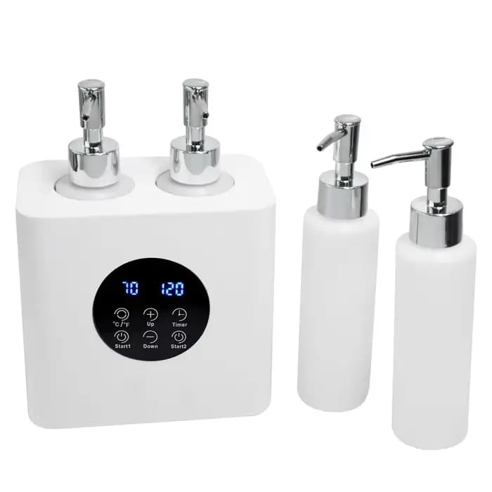 Chauffe-huile de Massage Double bouteille électrique Lotion crème chauffage LED affichage biberons s