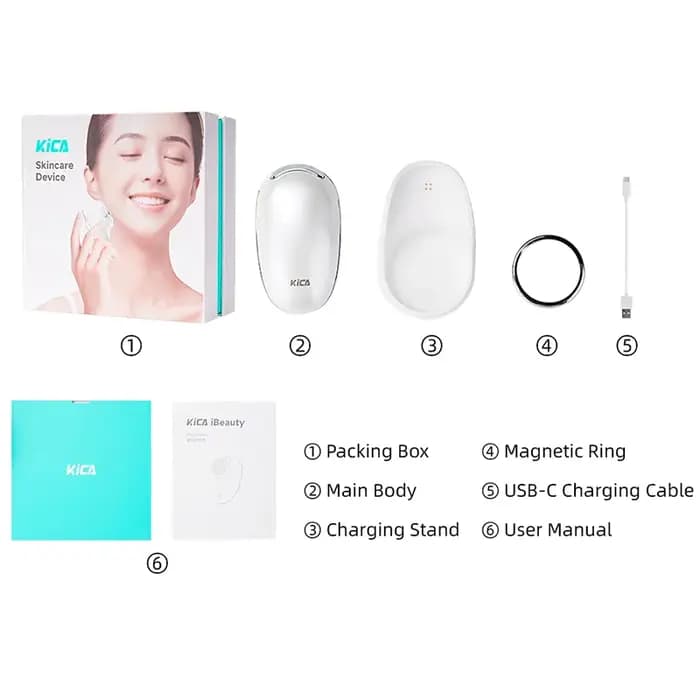 Appareil de soin de la peau KiCA, masseur facial avec micro-courant, chaleur et infusion d'ions pour