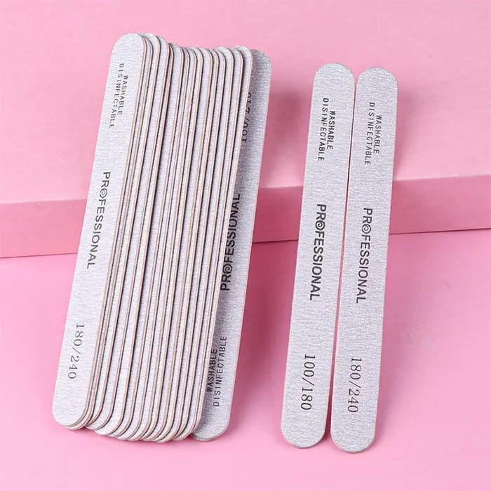 Limes à ongles en bois pour manucure, tampon en bois gris épais et droit, grain 100/180, pédicure pr
