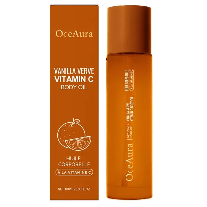 Huile pour le corps à la vitamine C Oceaura, hydratation intense, peau éclatante, adoucit la peau ru